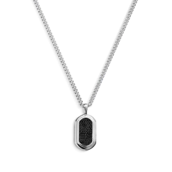 Shinola Necklaces|Sterling Silver|Black Diamond Pave Tag Necklace