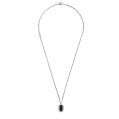 Shinola Necklaces|Sterling Silver|Black Diamond Pave Tag Necklace