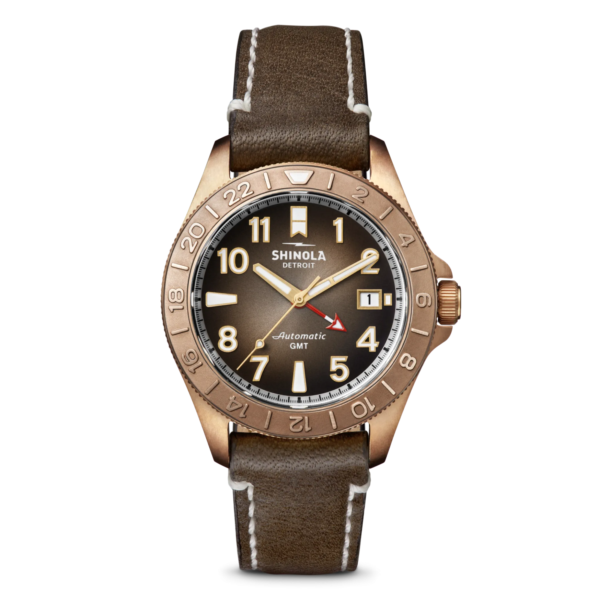 Shinola Automatic Watches|Automatic Watches|Bronze Monster GMT Automatic Watch Dark Brown Degrade