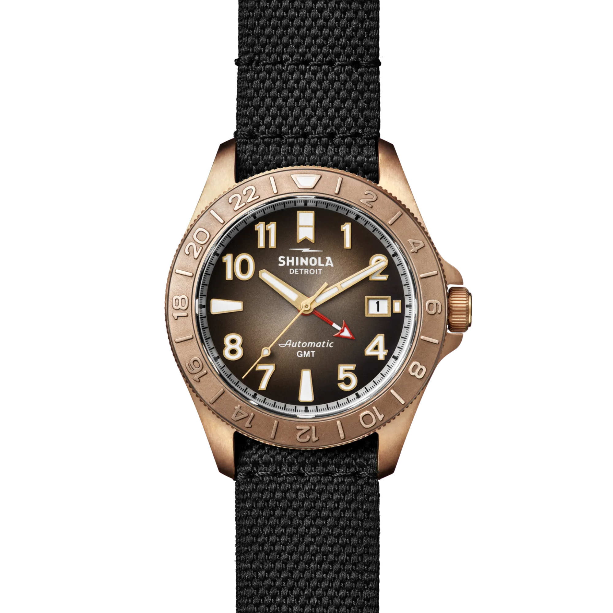 Shinola Automatic Watches|Automatic Watches|Bronze Monster GMT Automatic Watch Dark Brown Degrade