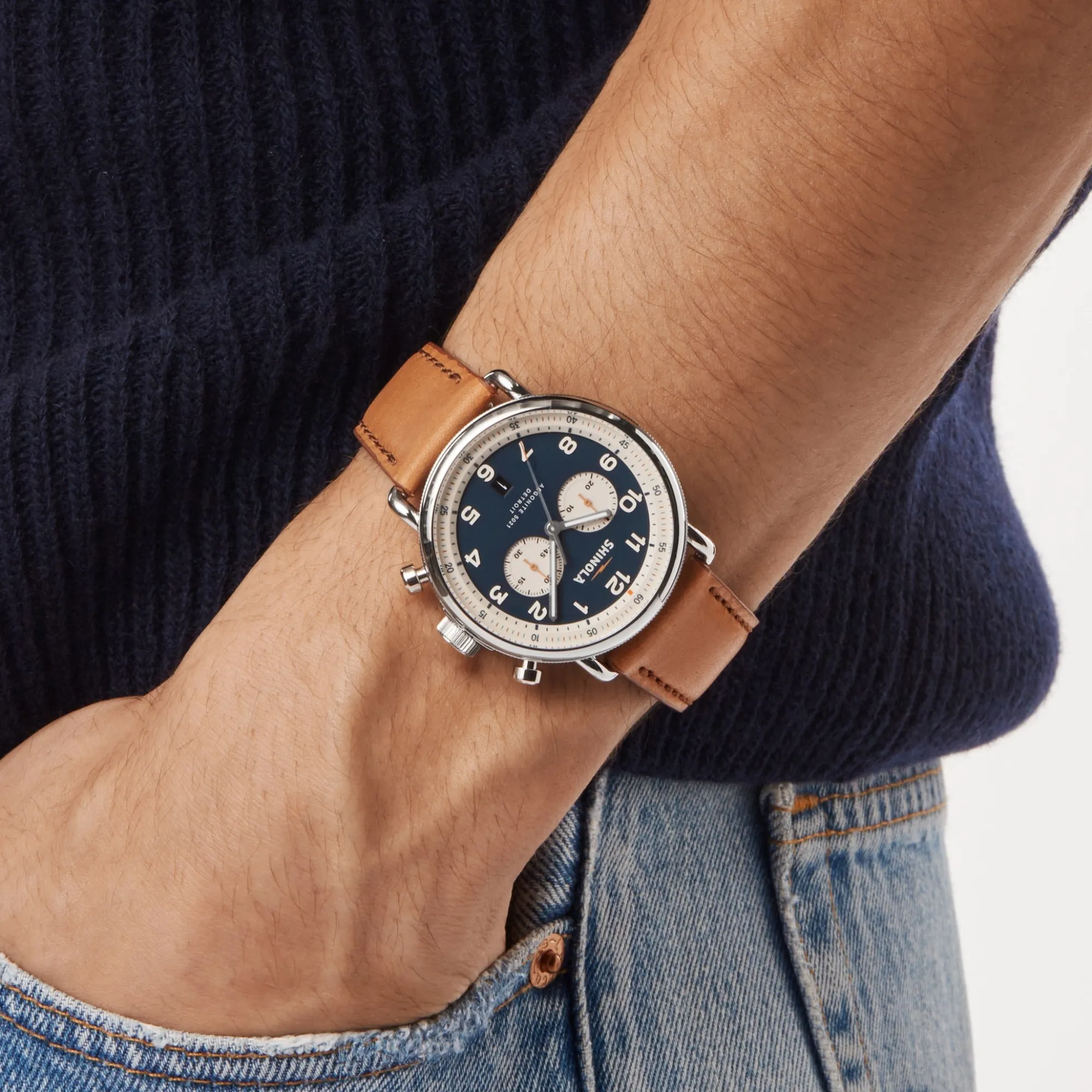 Shinola Canfield|Best Sellers|Canfield C56 Chronograph Watch Continental Blue