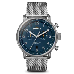 Shinola Canfield|Best Sellers|Canfield C56 Chronograph Watch Continental Blue/Steel Bracelet