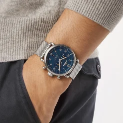 Shinola Canfield|Best Sellers|Canfield C56 Chronograph Watch Continental Blue/Steel Bracelet