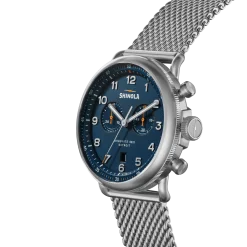 Shinola Canfield|Best Sellers|Canfield C56 Chronograph Watch Continental Blue/Steel Bracelet