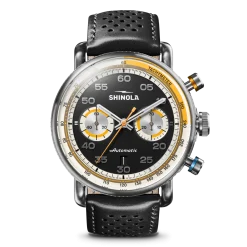 Shinola Canfield|Best Sellers|Canfield Speedway Open Road Automatic Chronograph Watch Black/Black Leather