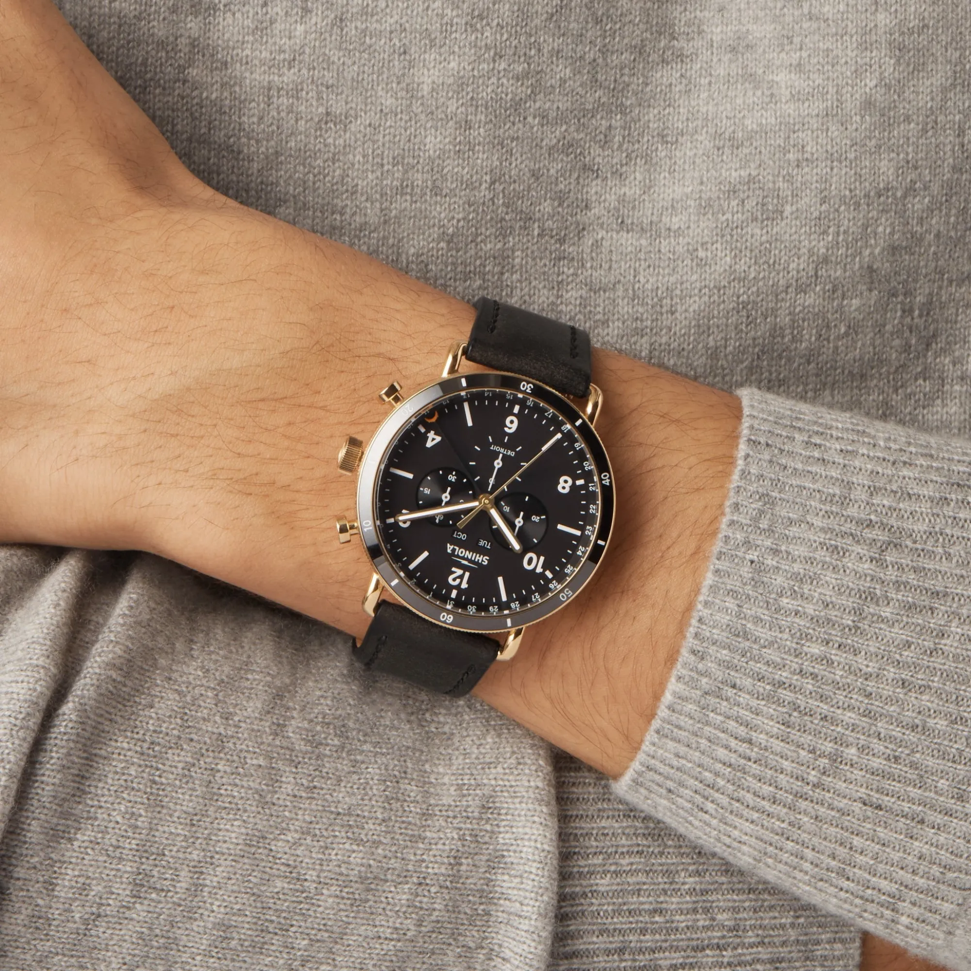 Shinola Canfield|Canfield|Canfield Sport Chronograph Watch Black Leather