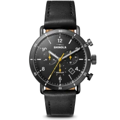 Shinola Canfield|Women'S Watches|Canfield Sport Chronograph Watch Black/Black Leather