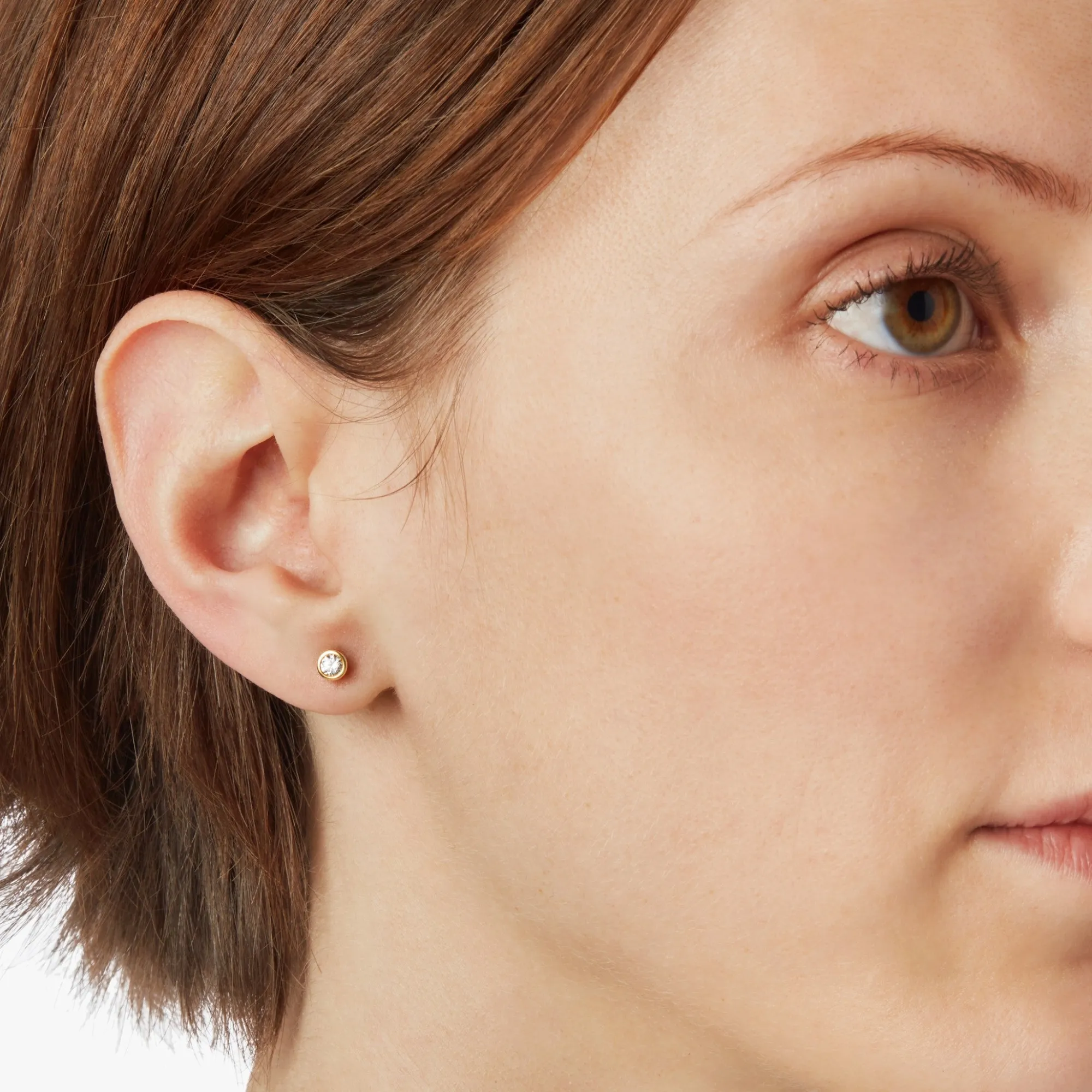 Shinola Shop All Women'S Jewelry|14K Gold|1/4 Carat Round Diamond Bezel Studs Yellow Gold