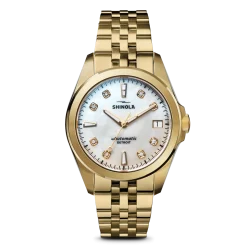 Shinola Gold Watches|Automatic Watches|Circadian Monster Automatic Watch Diamond/Mother of Pearl