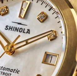 Shinola Gold Watches|Automatic Watches|Circadian Monster Automatic Watch Diamond/Mother of Pearl