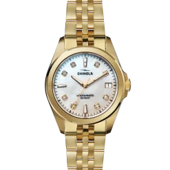 Shinola Gold Watches|Automatic Watches|Circadian Monster Automatic Watch Diamond/Mother of Pearl