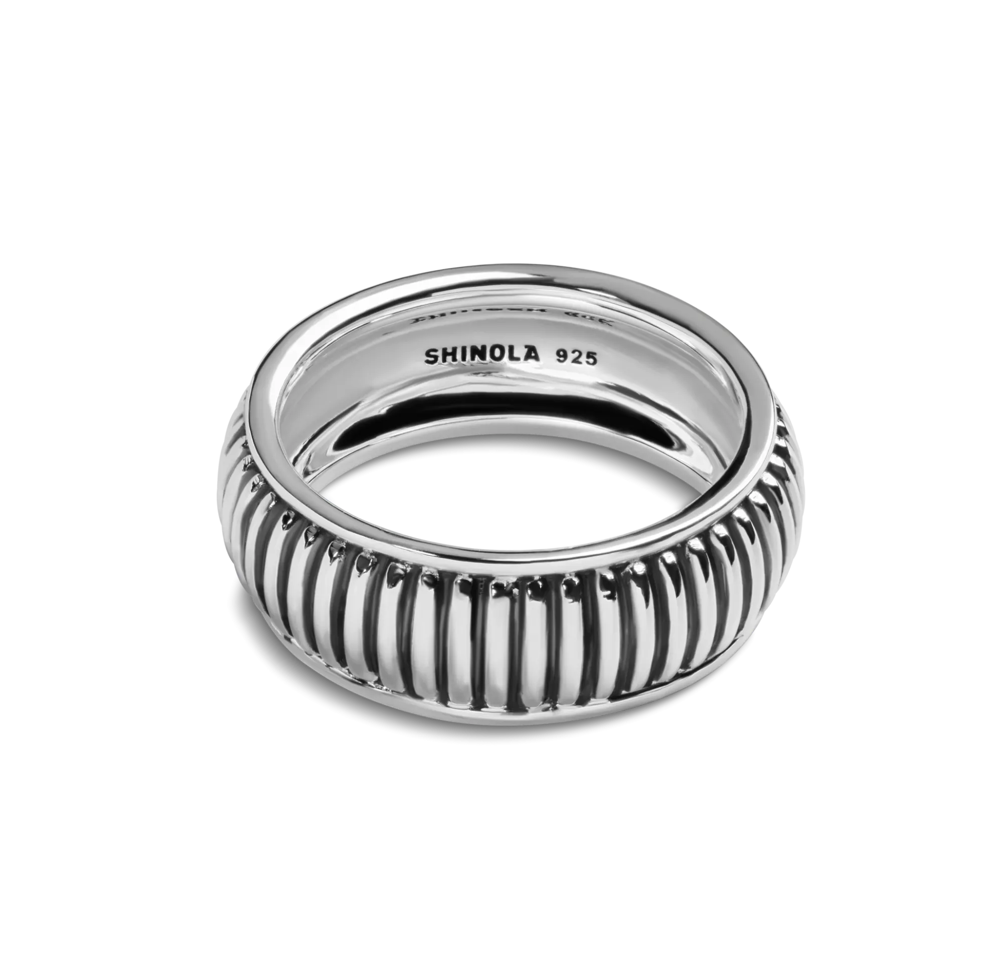Shinola Rings|Sterling Silver|Coin Edge Band 10MM