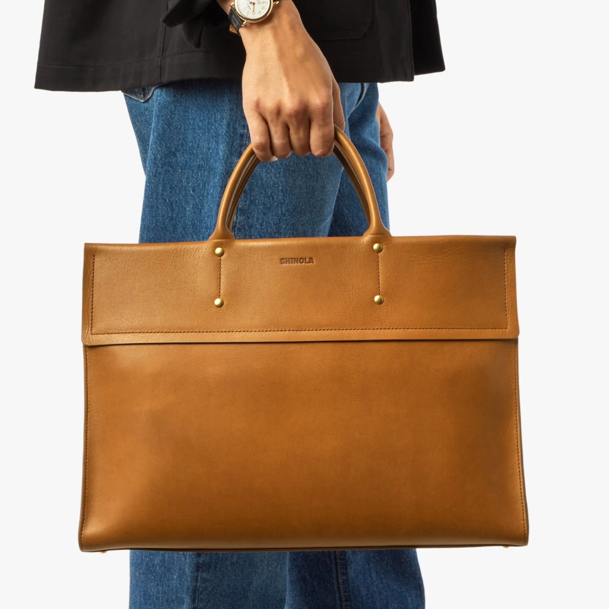 Shinola Briefcases|Tote Bags|Day Satchel Tan