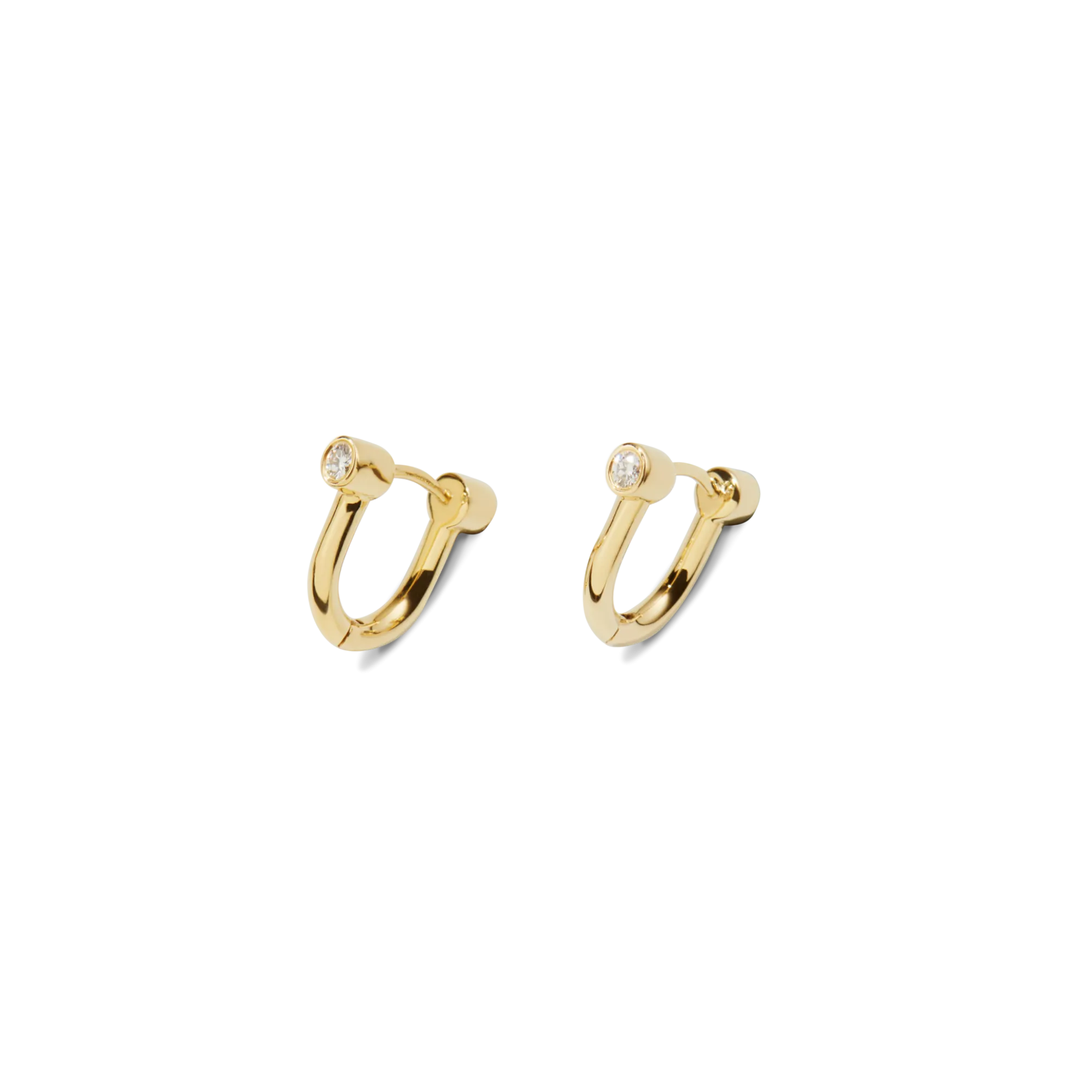 Shinola Shop All Women'S Jewelry|14K Gold|Diamond Bike Lock Huggie Earrings