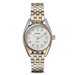 Shinola Derby|Gold Watches|Diamond Derby Watch Silver/Gold Bracelet