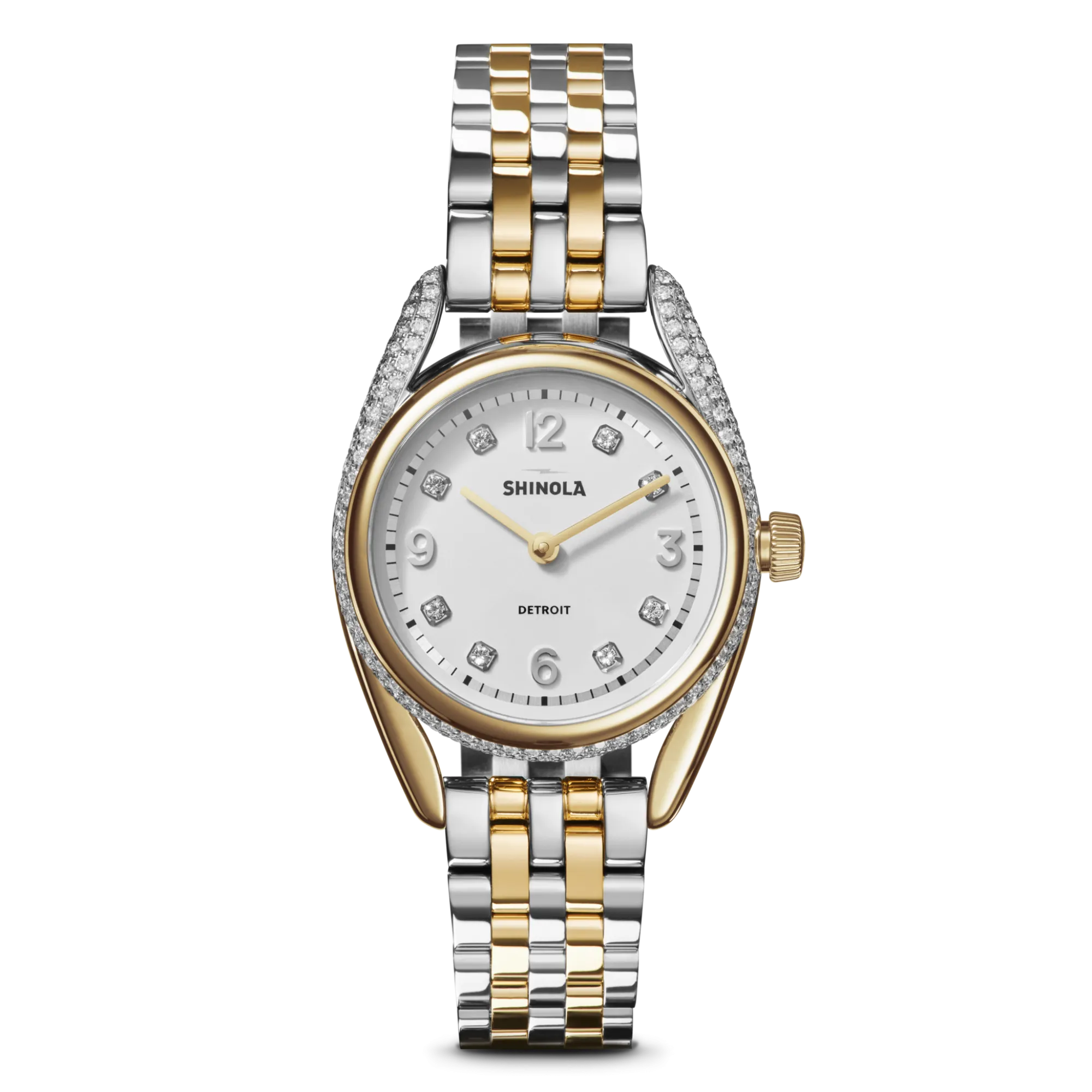 Shinola Derby|Gold Watches|Diamond Derby Watch Silver/Gold Bracelet