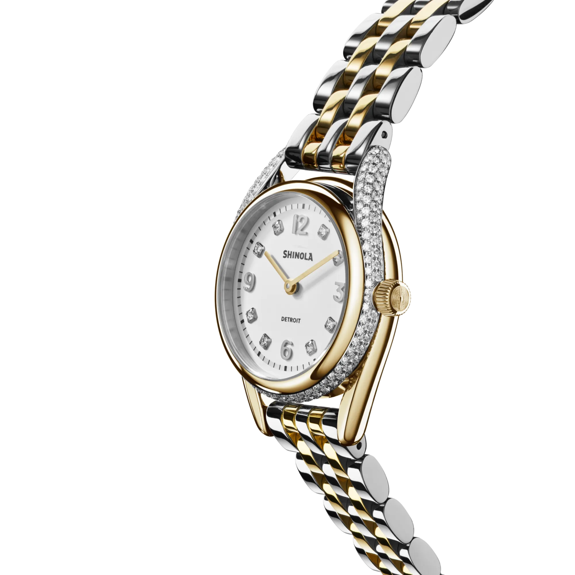 Shinola Derby|Gold Watches|Diamond Derby Watch Silver/Gold Bracelet