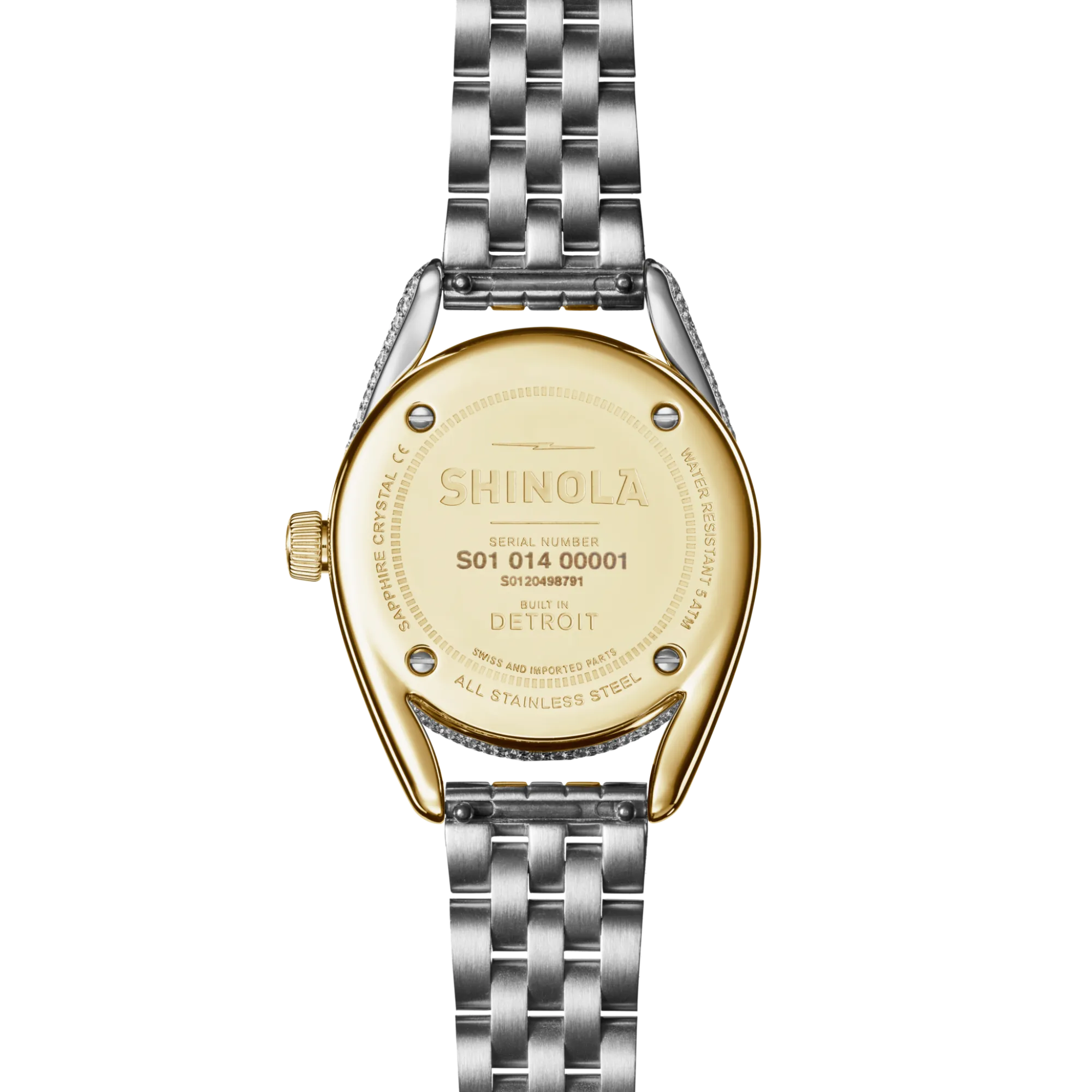 Shinola Derby|Gold Watches|Diamond Derby Watch Silver/Gold Bracelet