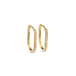Shinola Best Sellers|14K Gold|Diamond Oval Charm Hoop