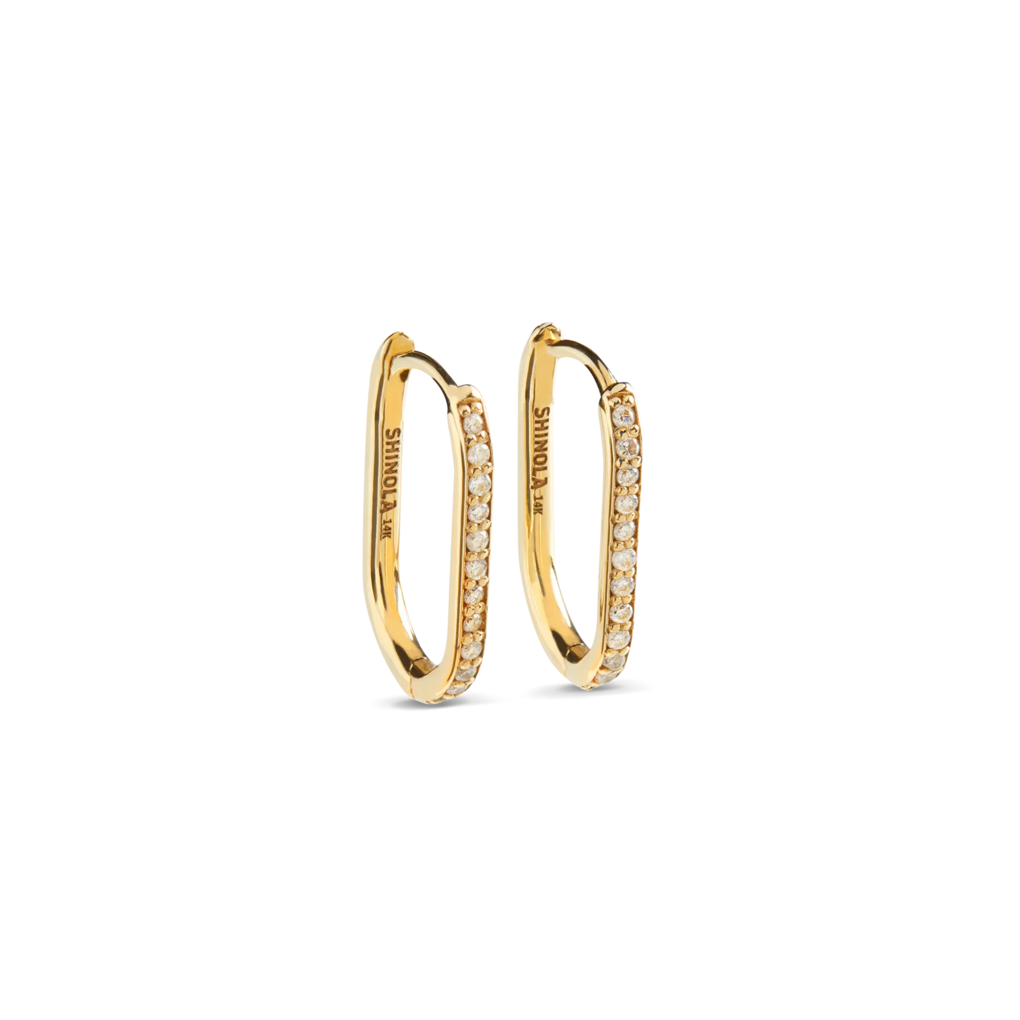 Shinola Best Sellers|14K Gold|Diamond Oval Charm Hoop