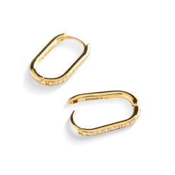Shinola Best Sellers|14K Gold|Diamond Oval Charm Hoop