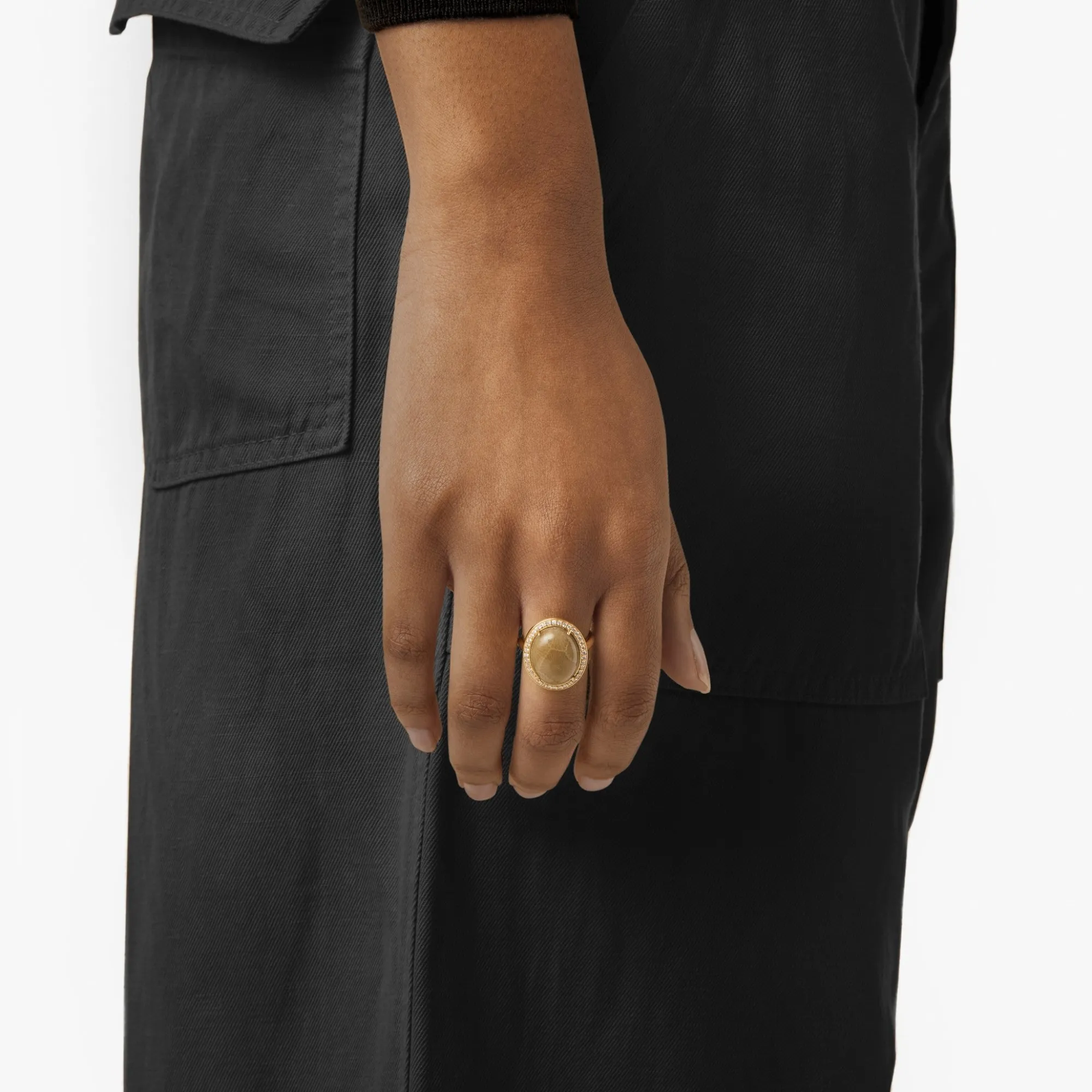 Shinola Rings|Best Sellers|Diamond Pave Oval Petoskey Ring
