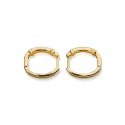 Shinola Shop All Women'S Jewelry|14K Gold|Diamond Pave Rivet Double Row Hoop Earrings