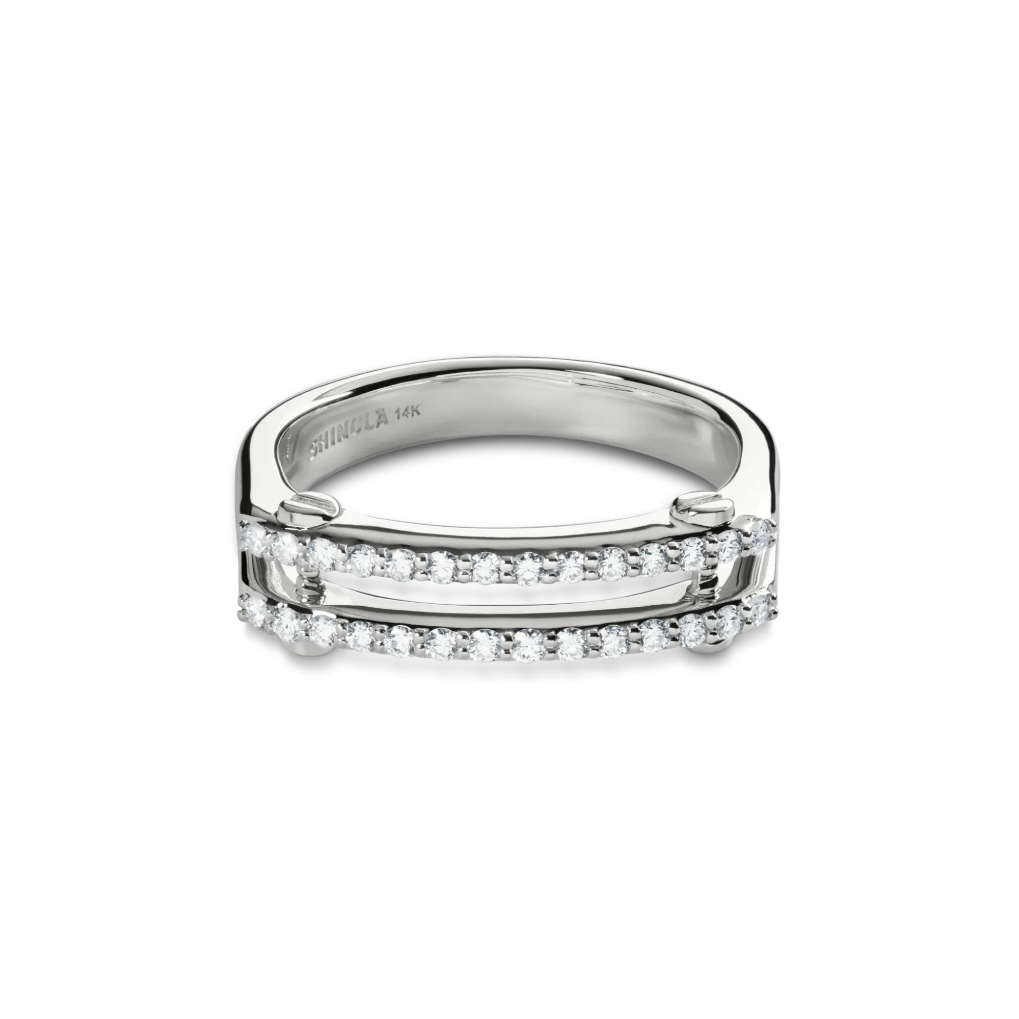 Shinola Rings|Shop All Women'S Jewelry|Diamond Pave Rivet Double Row Ring