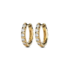 Shinola Shop All Women'S Jewelry|14K Gold|Diamond Petite Round Huggie Earrings