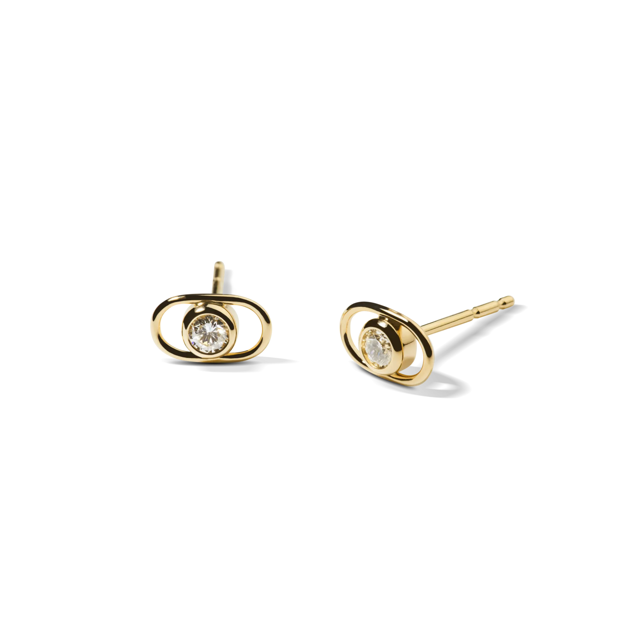 Shinola Shop All Women'S Jewelry|14K Gold|Diamond Rivet Oval Stud Earrings