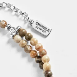 Shinola Bracelets|Bracelets|Double Row Petoskey Beaded Bracelet