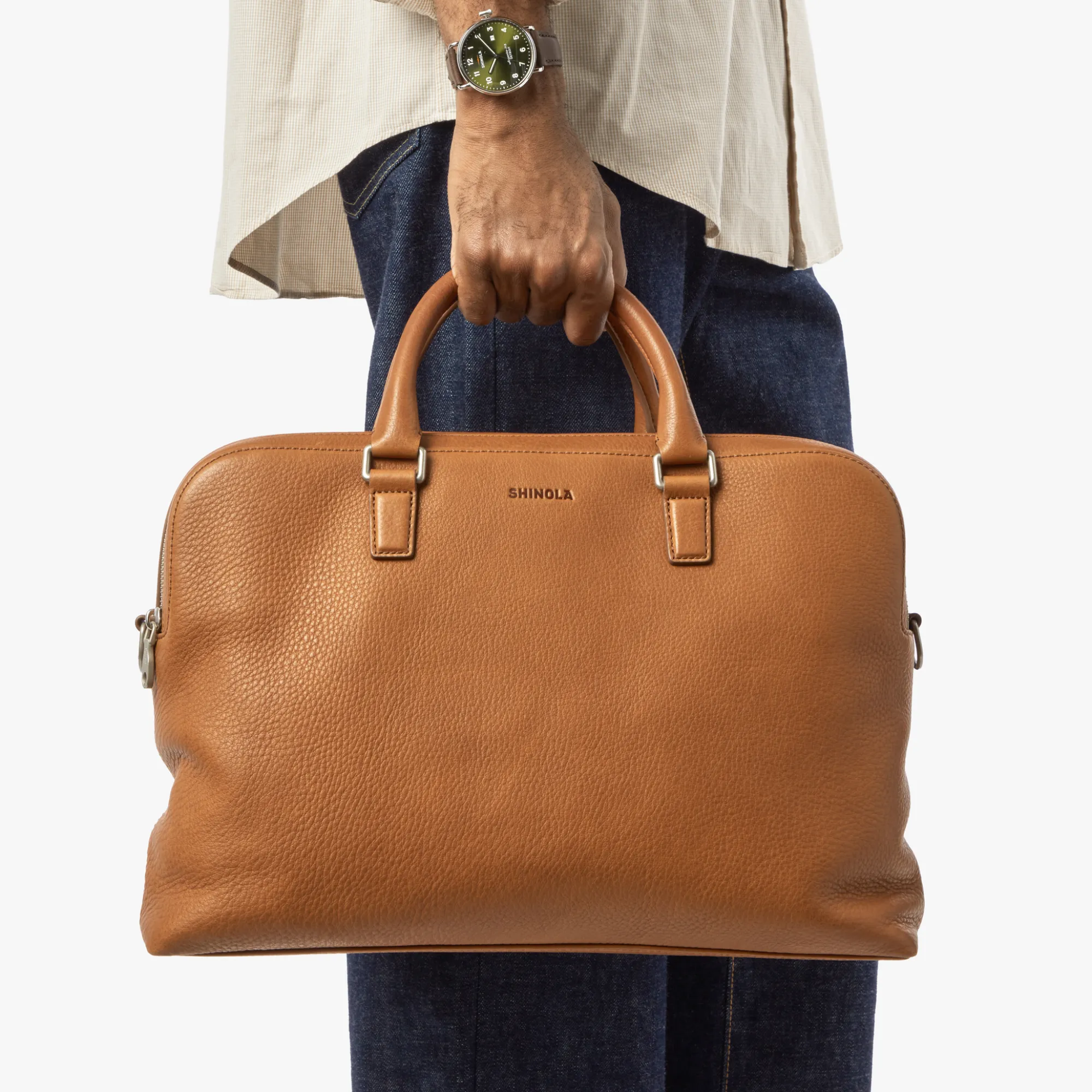 Shinola Briefcases|Shop All Men'S Leather & Bags|Double Zip Briefcase Tan
