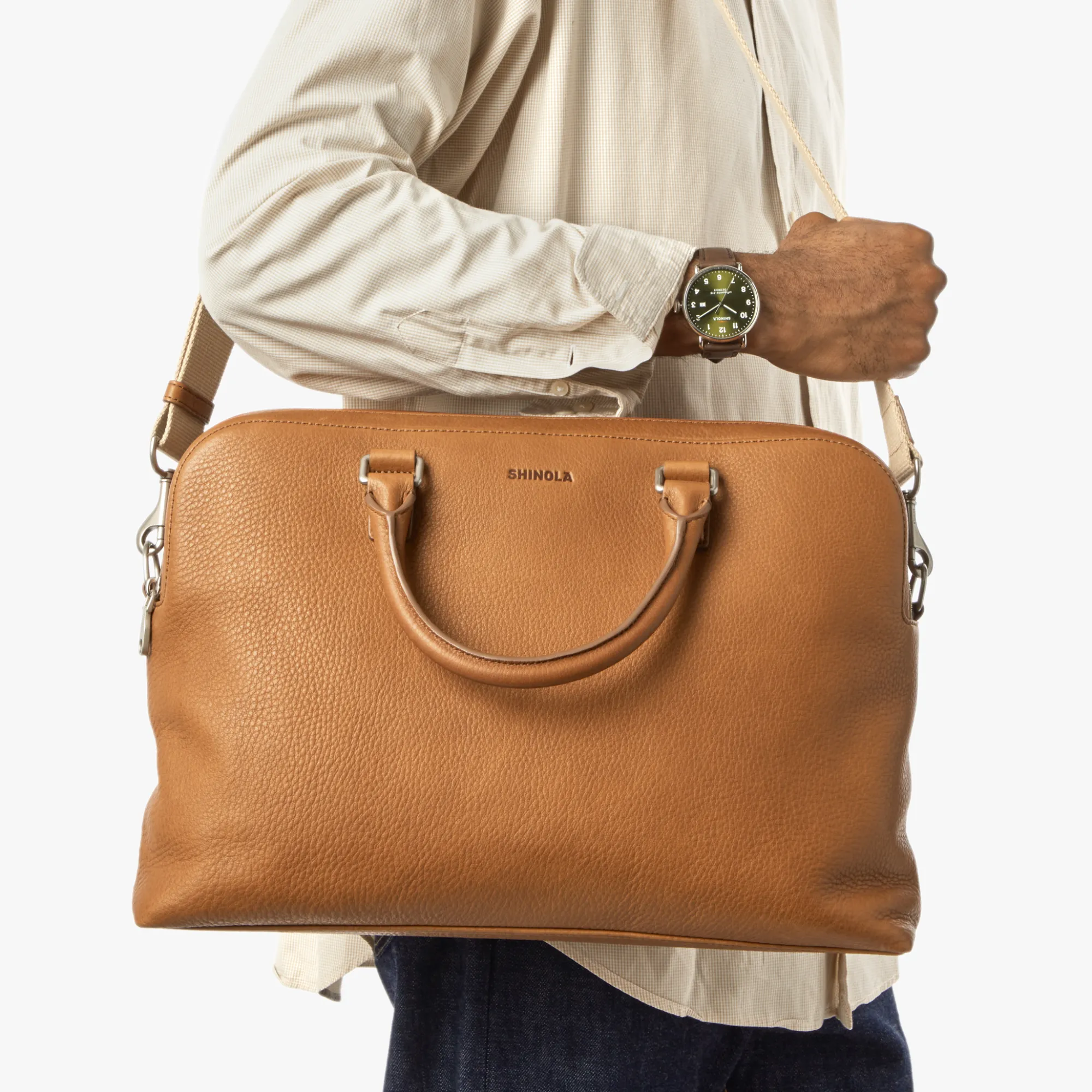 Shinola Briefcases|Shop All Men'S Leather & Bags|Double Zip Briefcase Tan