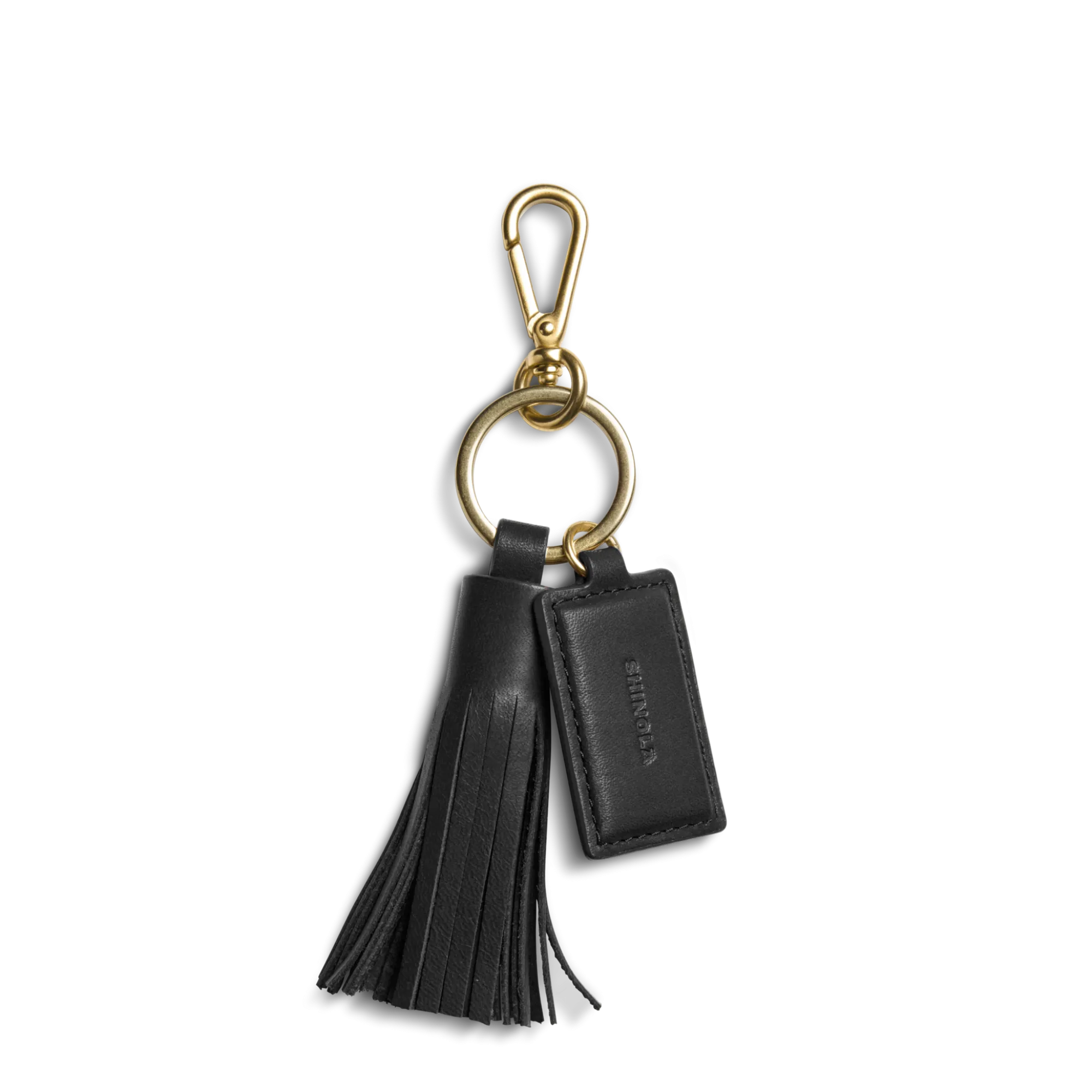 Shinola Monogrammable|Personalizable|Leather Tassel Keychain Black