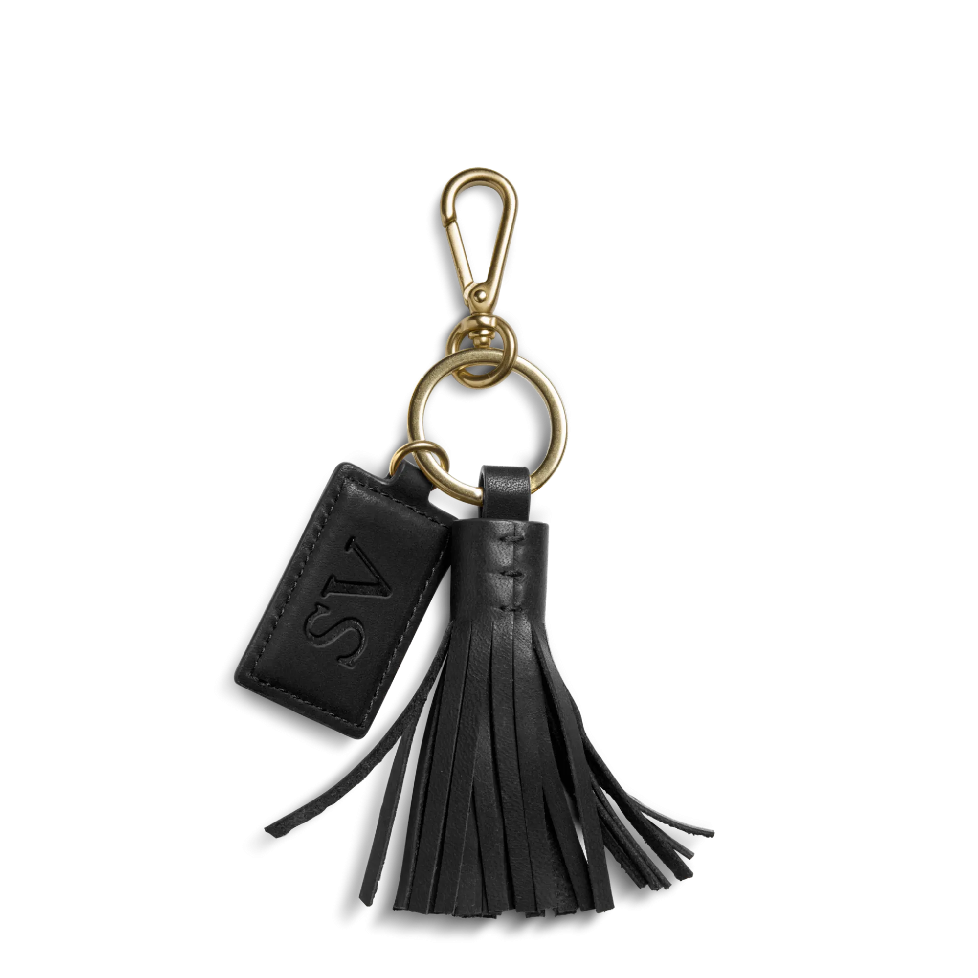 Shinola Monogrammable|Personalizable|Leather Tassel Keychain Black
