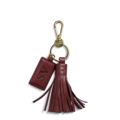 Shinola Monogrammable|Personalizable|Leather Tassel Keychain Merlot
