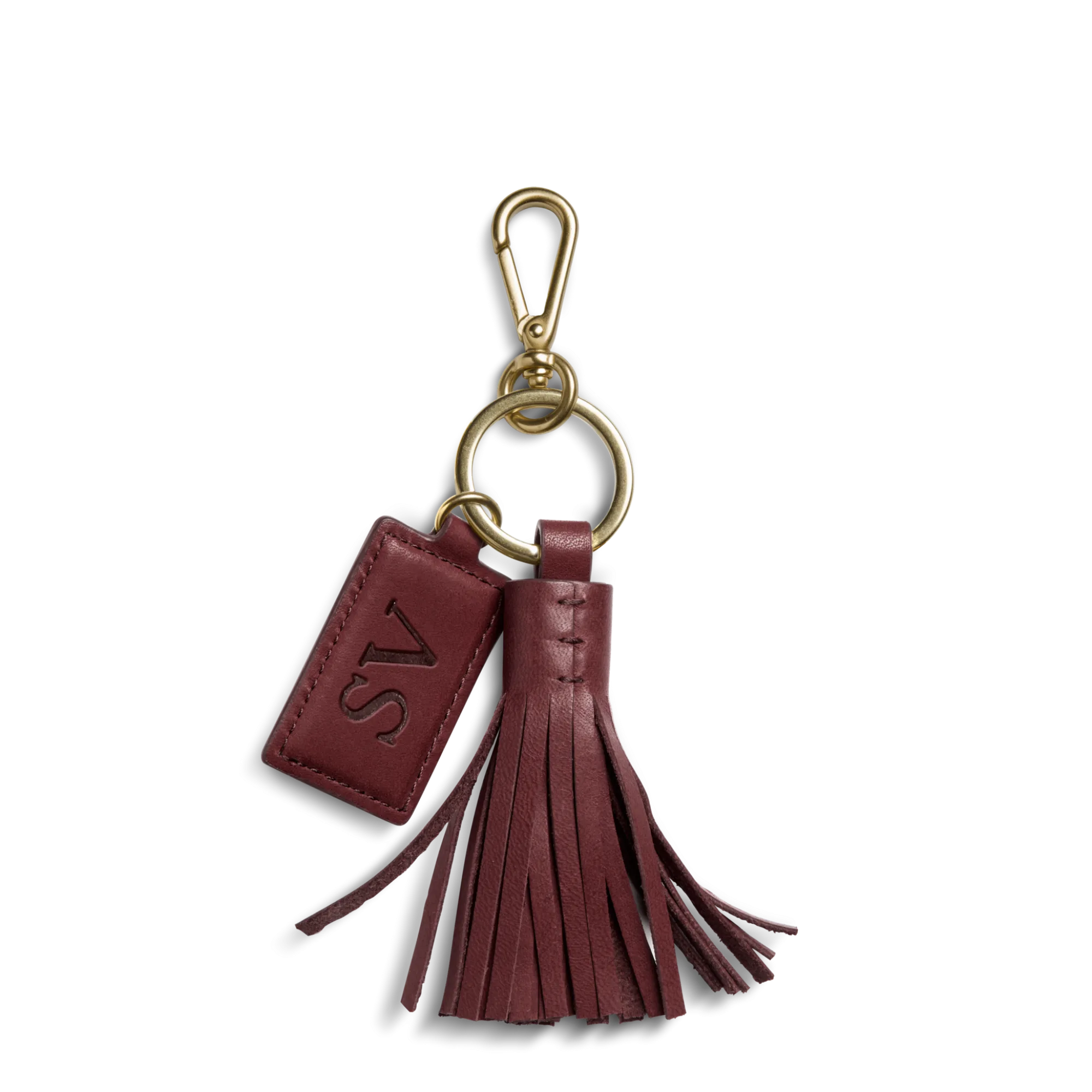 Shinola Monogrammable|Personalizable|Leather Tassel Keychain Merlot