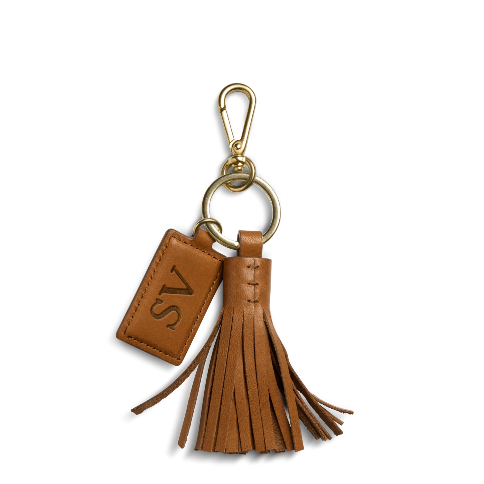 Shinola Monogrammable|Personalizable|Leather Tassel Keychain Tan