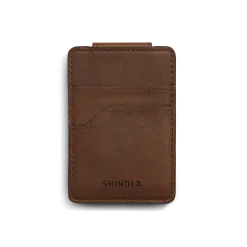 Shinola Monogrammable|Personalizable|Magnetic Money Clip Card Holder Medium Brown