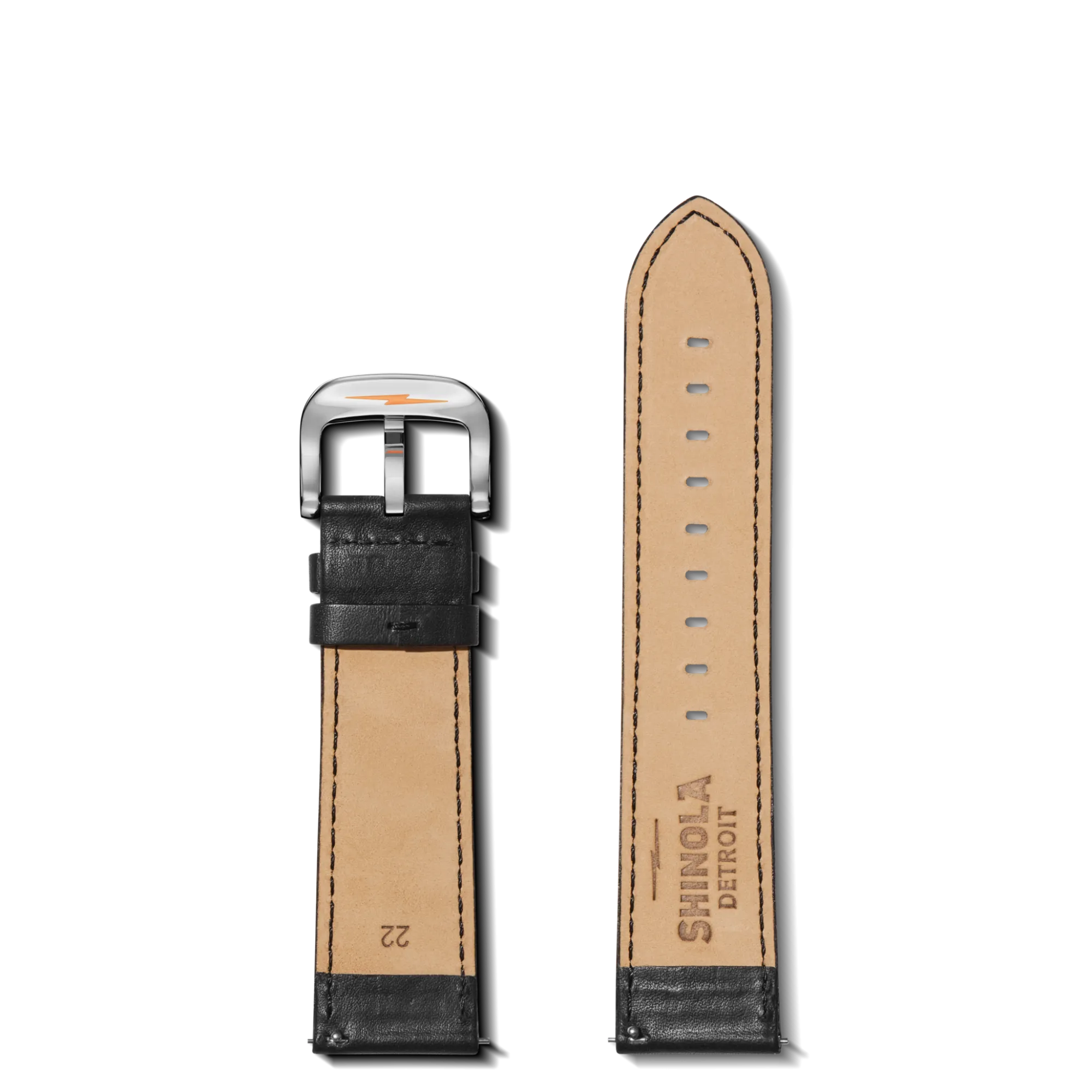 Shinola 22Mm|Shop All Straps|22mm Perforated Leather Watch Strap Black