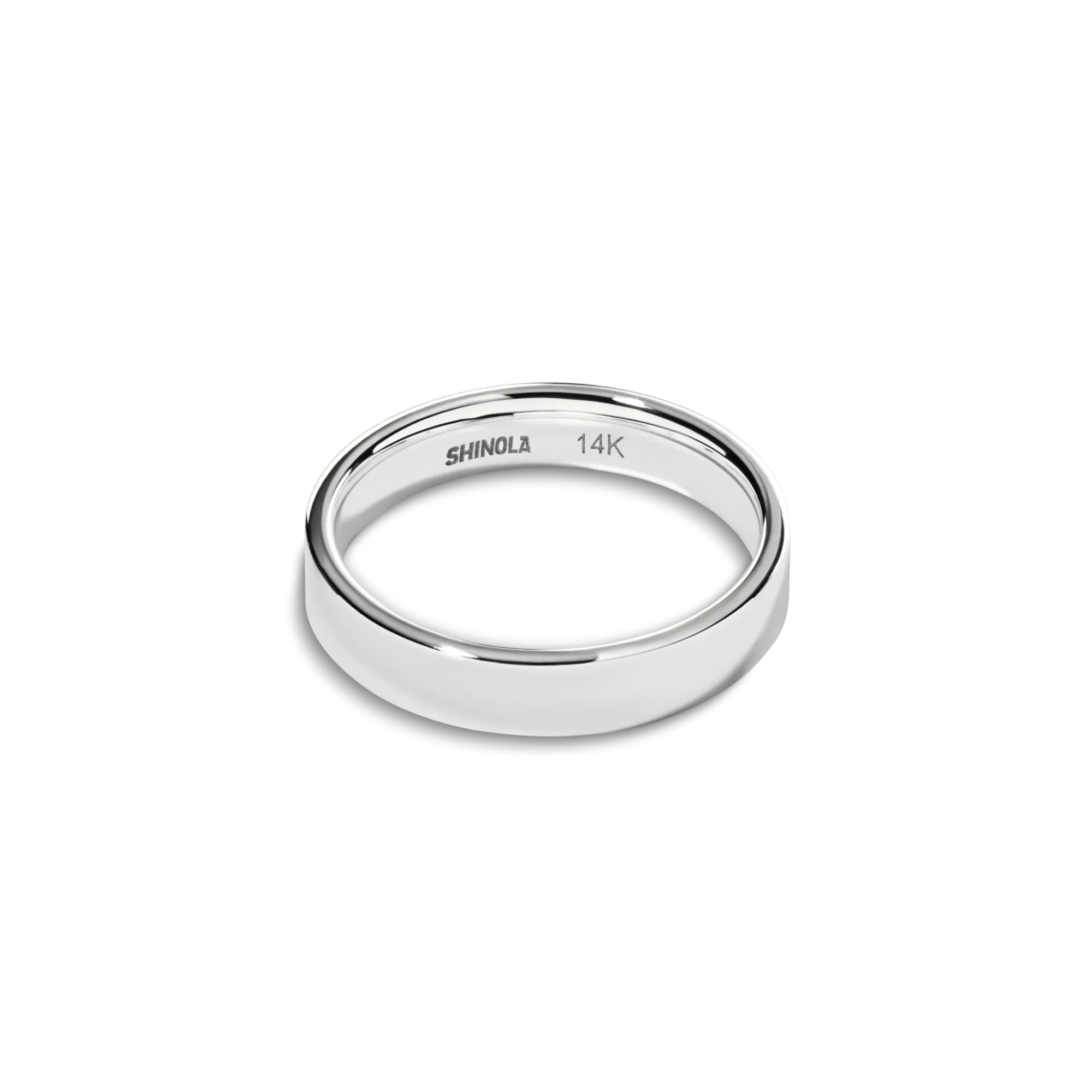 Shinola Rings|Engravable|4mm Flat Band White Gold