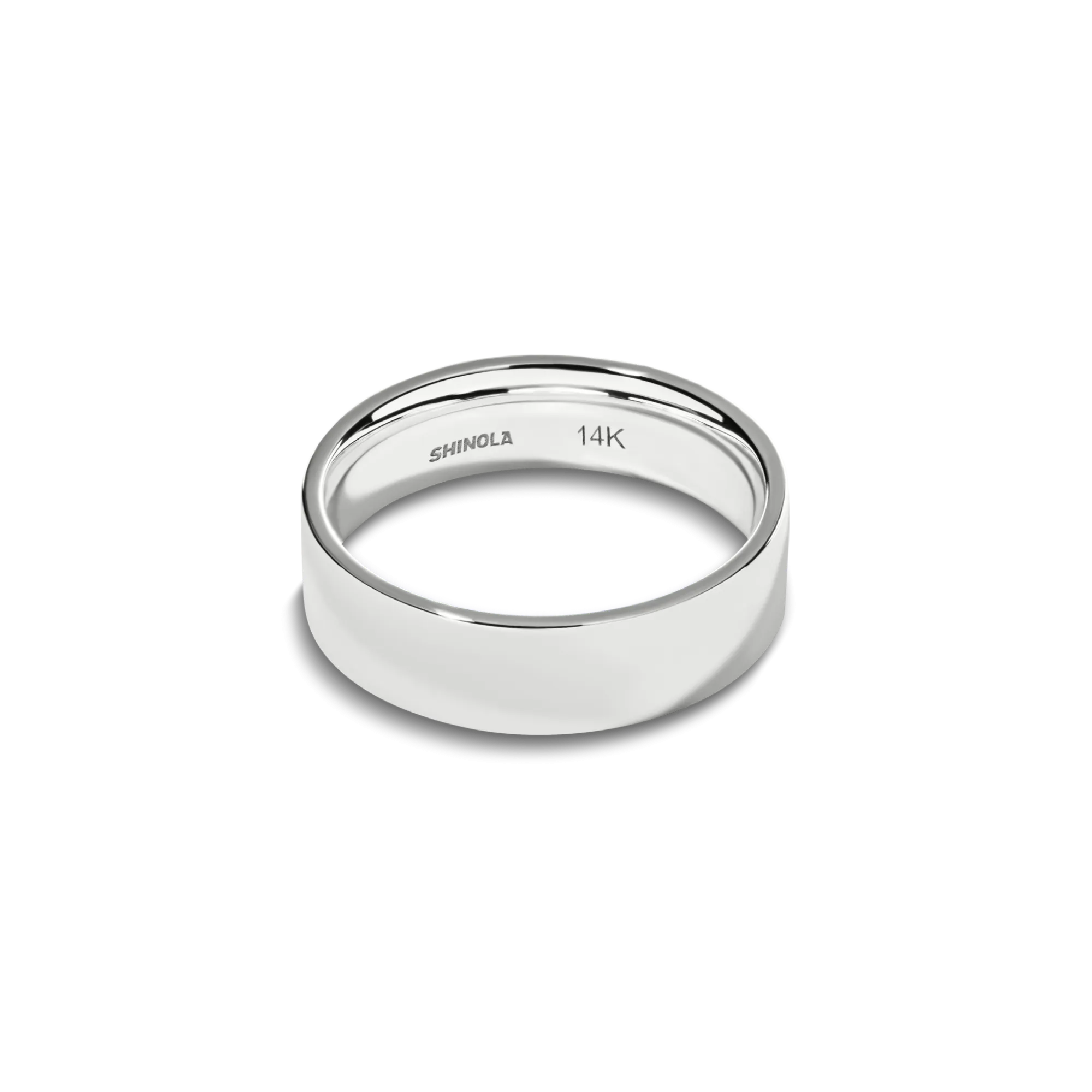Shinola Rings|Engravable|6mm Flat Band White Gold