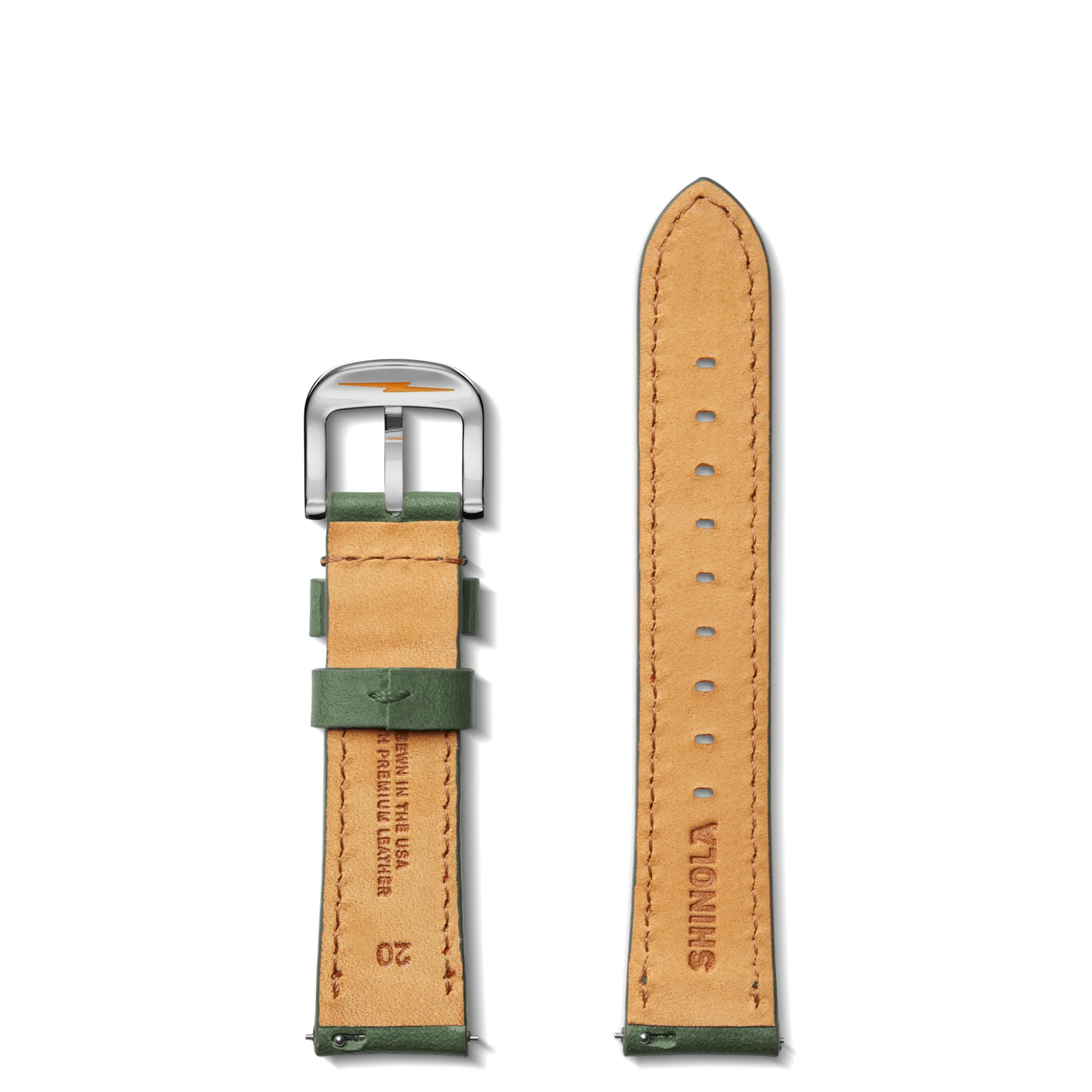 Shinola Shop All Straps|Leather|20mm Green Leather Watch Strap Forest