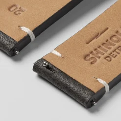 Shinola Shop All Straps|Leather|20mm Grizzly Black Leather Watch Strap