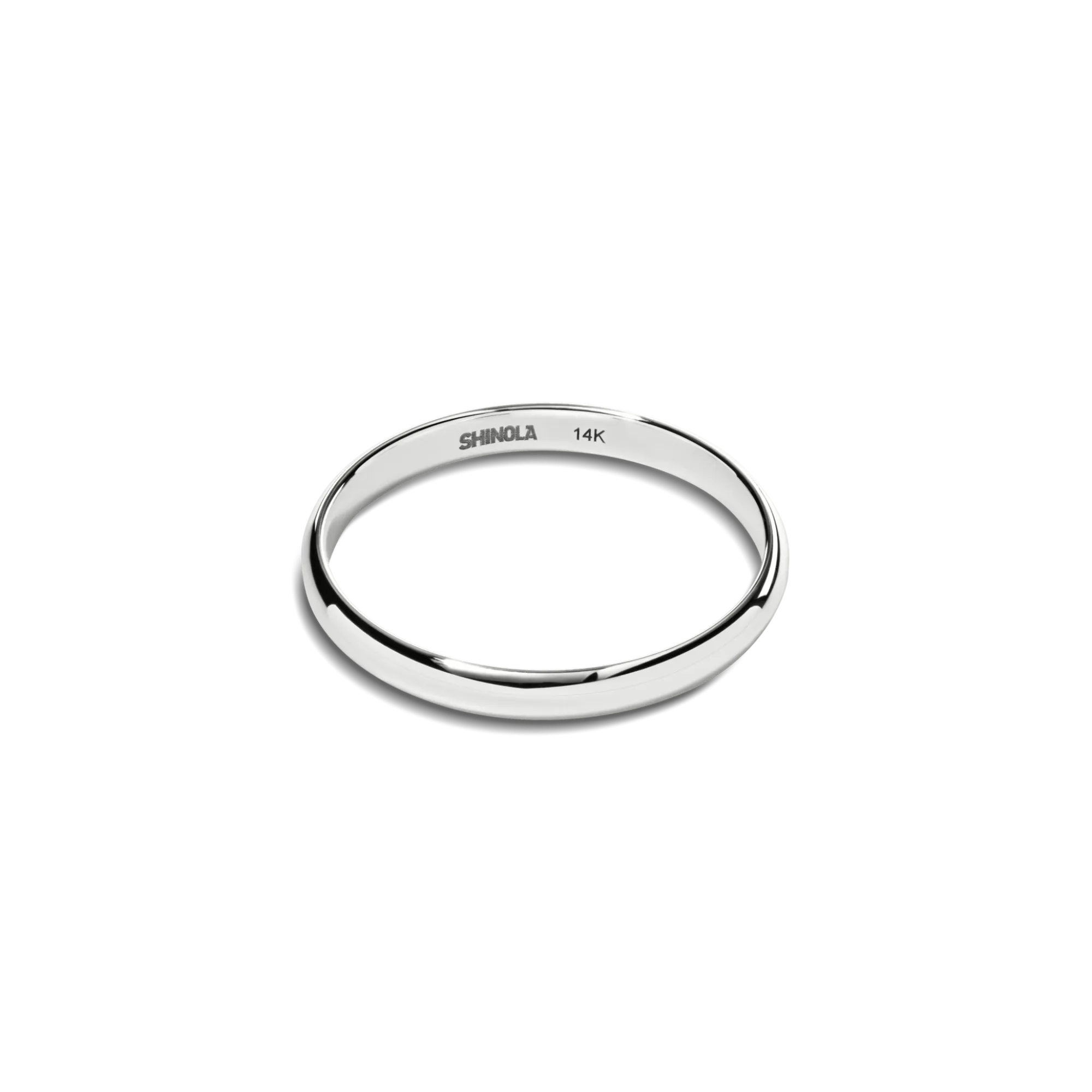 Shinola Rings|Engravable|2mm Round Band White Gold