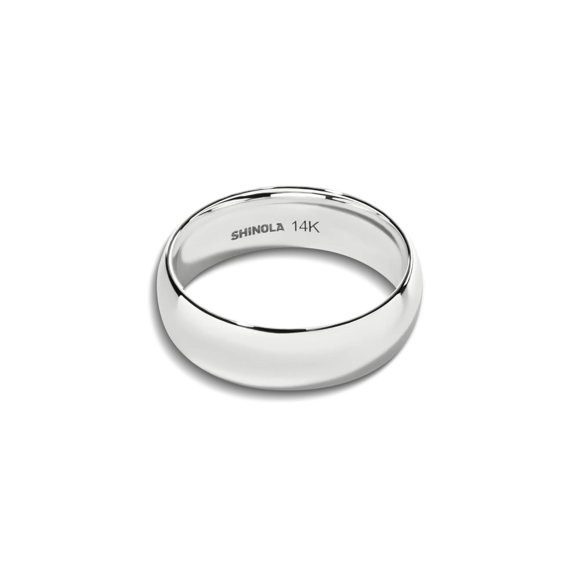 Shinola Rings|Engravable|6mm Round Band White Gold