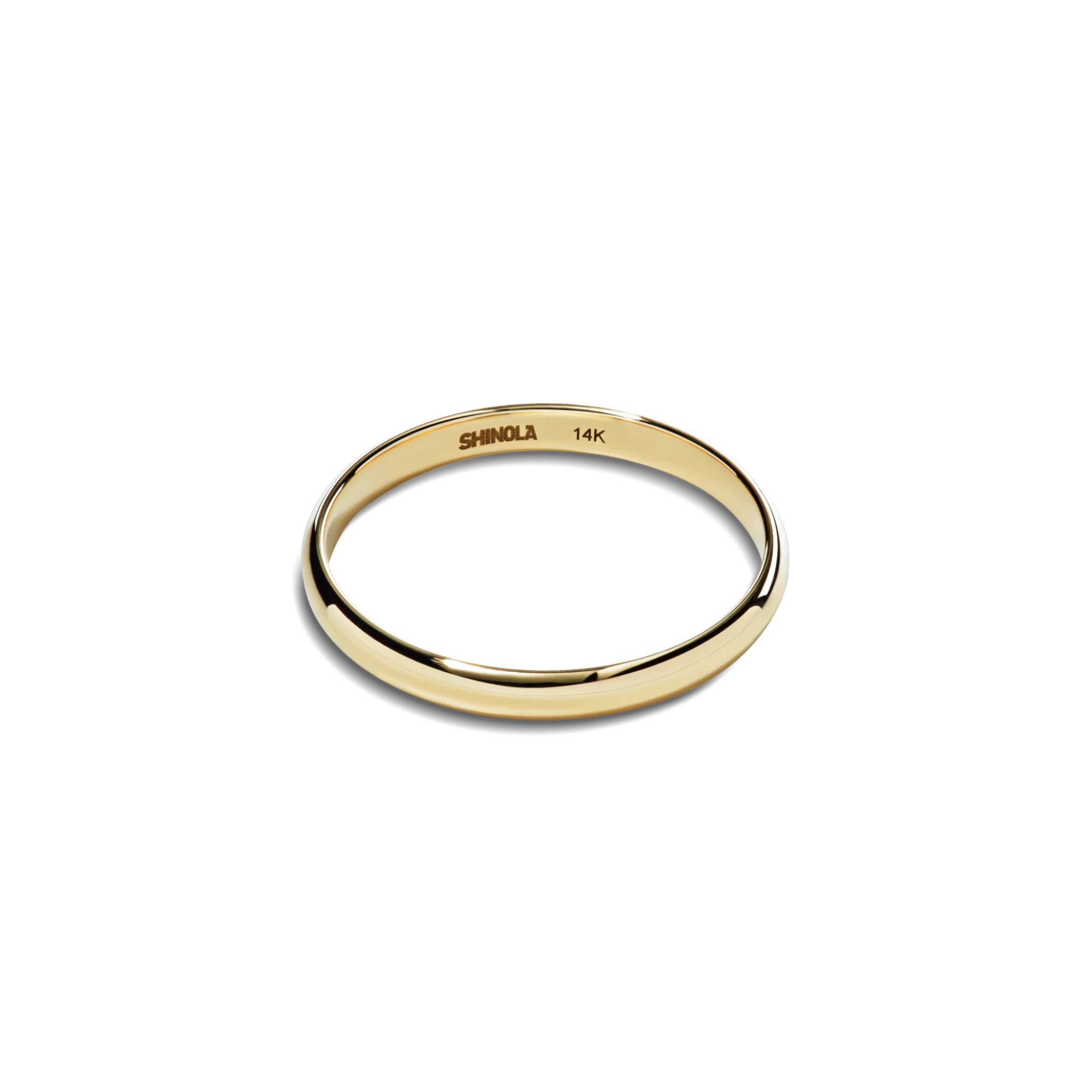 Shinola Rings|Engravable|2mm Round Band Yellow Gold