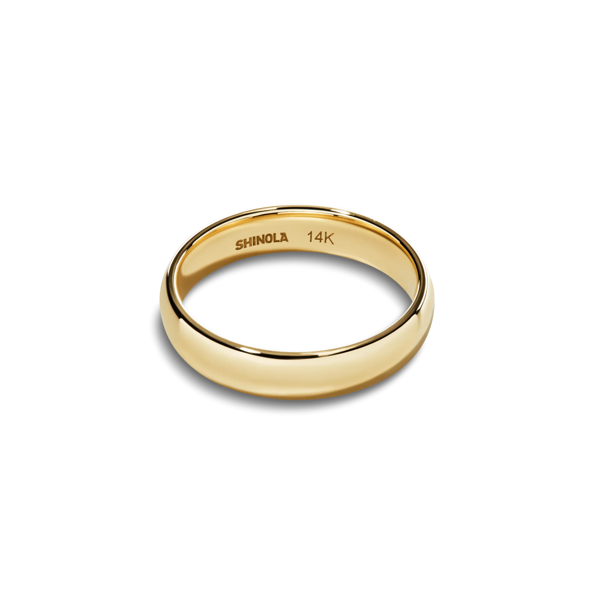 Shinola Rings|Engravable|4mm Round Band Yellow Gold