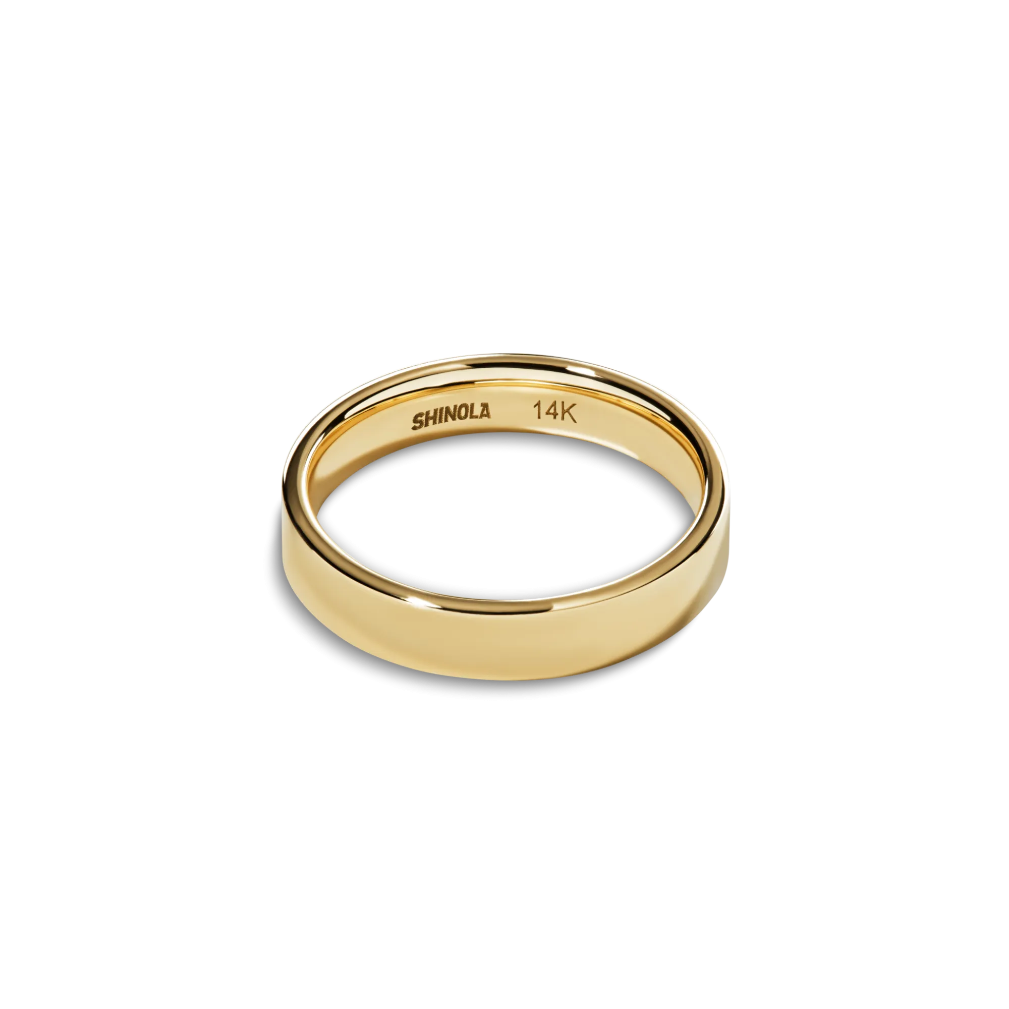 Shinola Rings|Engravable|4mm Round Band Yellow Gold