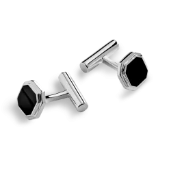 Shinola Sterling Silver|New Arrivals|Octagonal Onyx Inlay Cufflinks